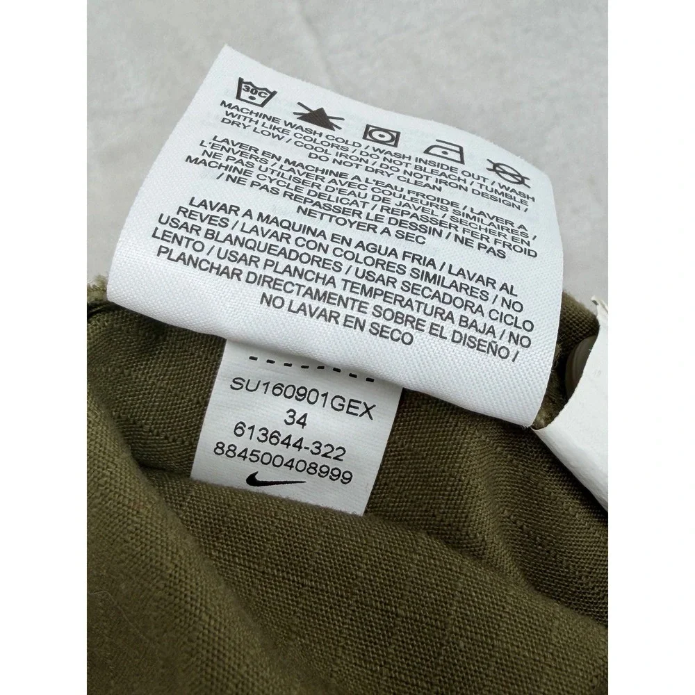 Nike Mens Cargo Shorts Olive Green Ripstop Cotton 613644-322 Size 34
